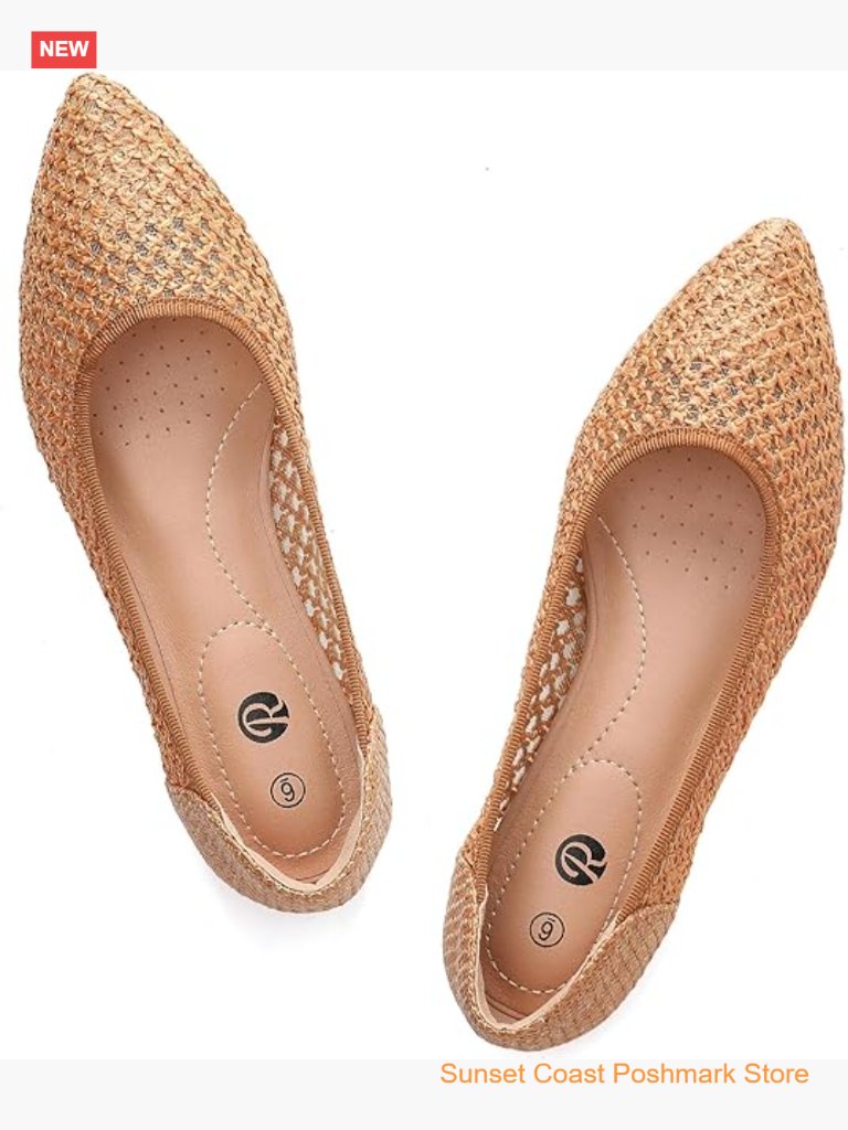Women's Pointed Toe Ballet Flats Breathable Mesh Slip On Dress Shoes